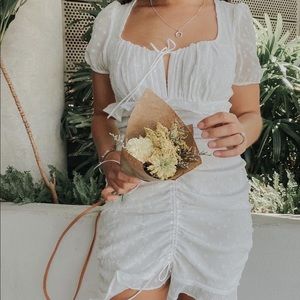 Cotton Candy LA White Ruched Mini Dress